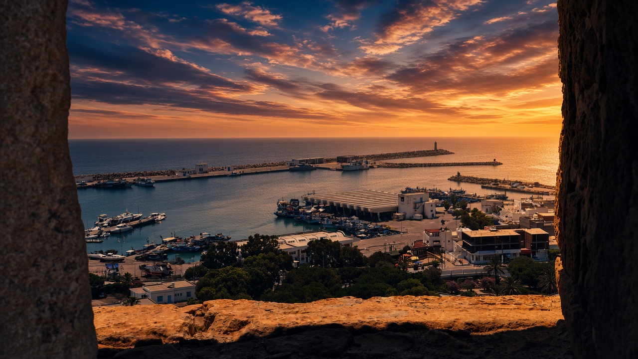 Il porto di Kelibia al tramonto